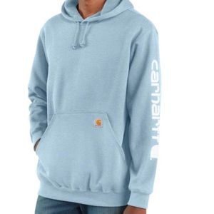 Mens Carhartt Logo Hoodie Tourmaline
Heather